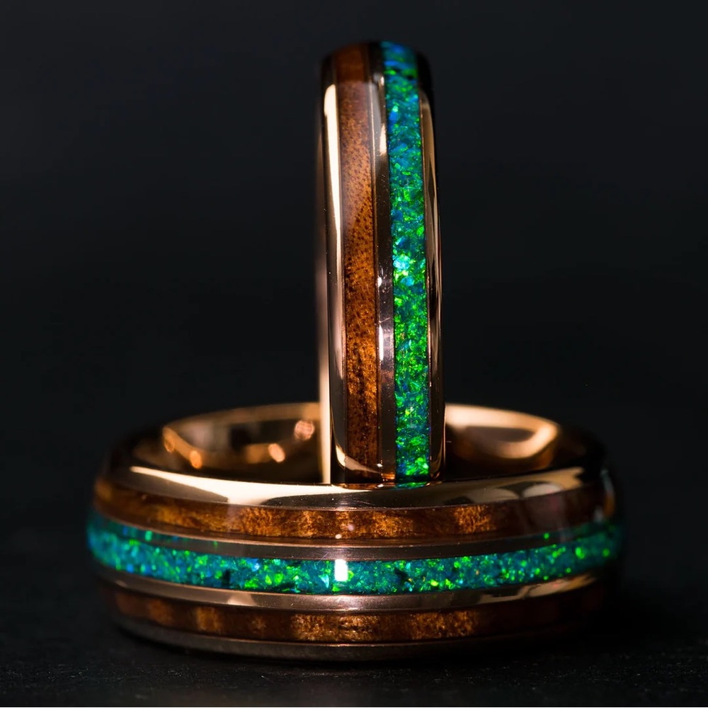 Koa Wood & Opal Men’s Ring